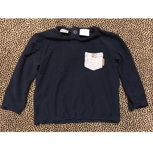ZARA BABY Boy’s 12-18M Long Sleeve Navy Blue Shirt